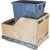 Hardware Resources - Single 35 Quart Bottom-Mount Soft-close Trashcan Pullout for Door Mounting, Includes Grey Can - Grey