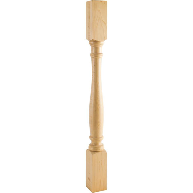 Hardware Resources - 3'' W x 3'' D x 35-1/2'' H Hard Maple Turned Post - Unfinished
