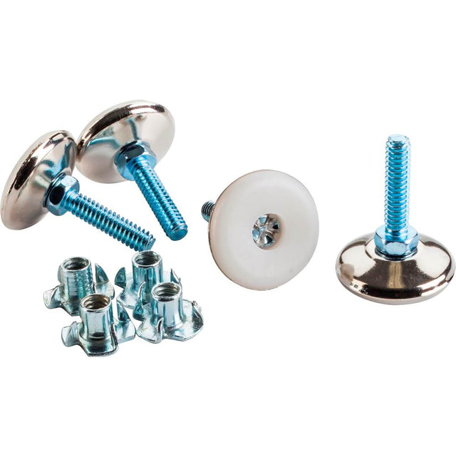 Hardware Resources - Leg Leveler with T-nut 39.5 mm x 28.4 mm (4 per Bag) - Zinc