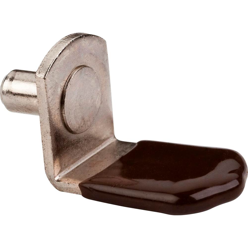 Hardware Resources - Bright Nickel 5 mm Pin Angled Shelf Support with 3/4'' Arm and Brown Sleeve - Priced and Sold by the Thousand - Bright Nickel