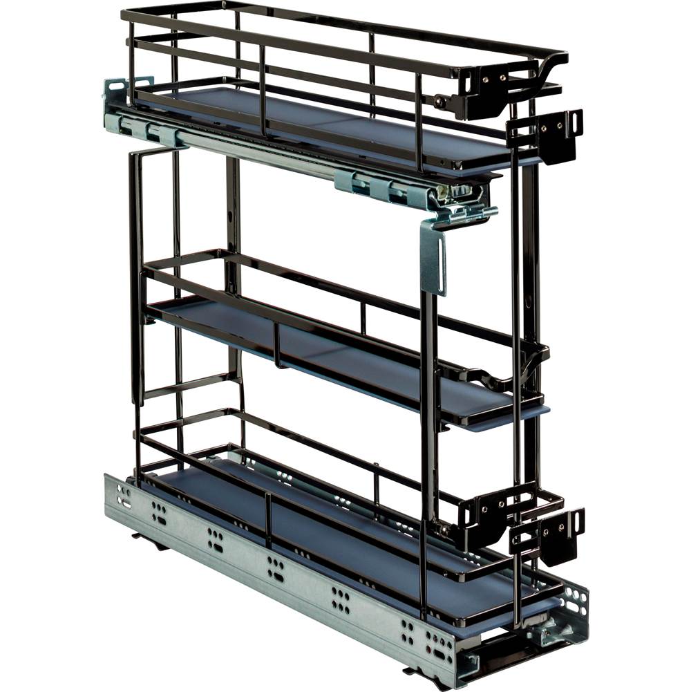 Hardware Resources - 5'' Black Nickel STORAGE WITH STYLE  Metal ''No Wiggle'' Under Drawer Base Pullout, Preassembled with Soft-close Slides - Black Nickel