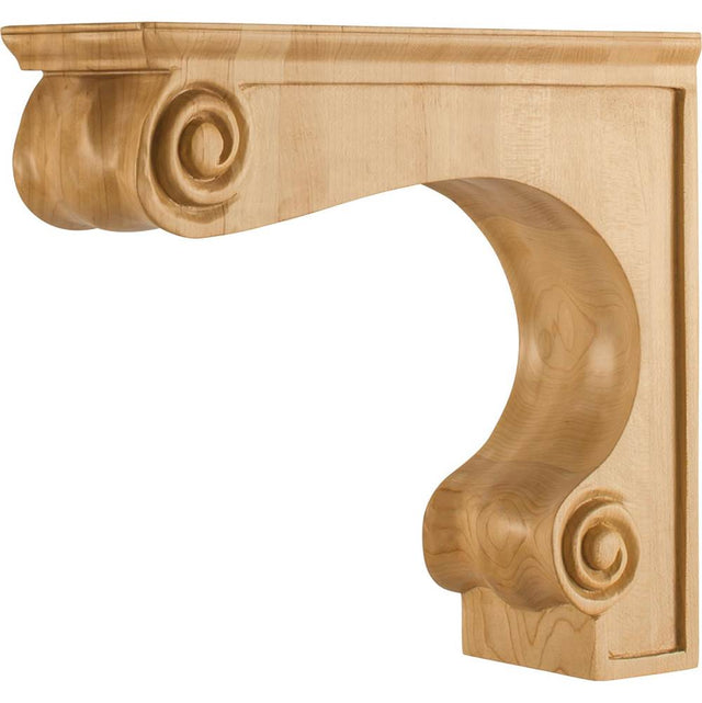 Hardware Resources - 3-3/8'' W x 10'' D x 9'' H Rubberwood Range Hood Corbel - Unfinished