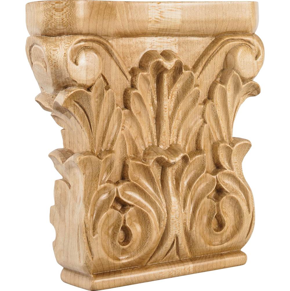 Hardware Resources - 6'' W x 1-1/4'' D x 6'' H Maple Acanthus Capital - Unfinished