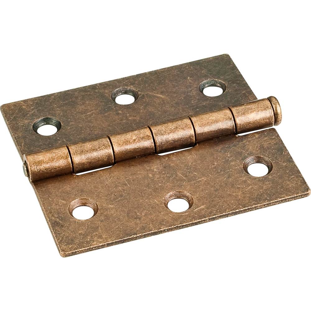 Hardware Resources - Antique Brass 3'' x 2-3/4'' Single Full Swaged Butt Hinge - Brushed Antique Brass