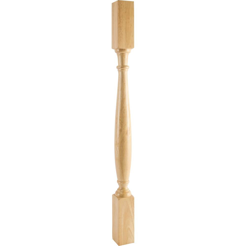 Hardware Resources - 3'' W x 3'' D x 42'' H Rubberwood Turned Post - Unfinished