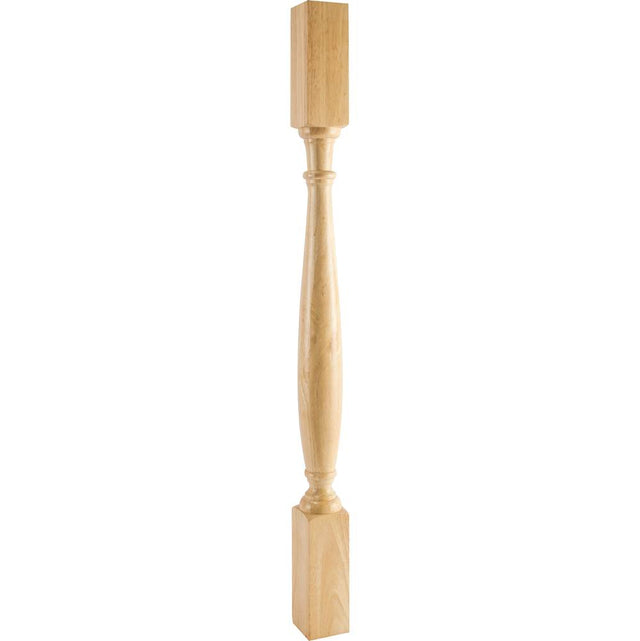 Hardware Resources - 3'' W x 3'' D x 42'' H Rubberwood Turned Post - Unfinished