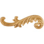 Hardware Resources - 10-1/2'' W x 5/16'' D x 3-1/4'' H Left Curved Pressed Rubberwood Acanthus Applique - Unfinished