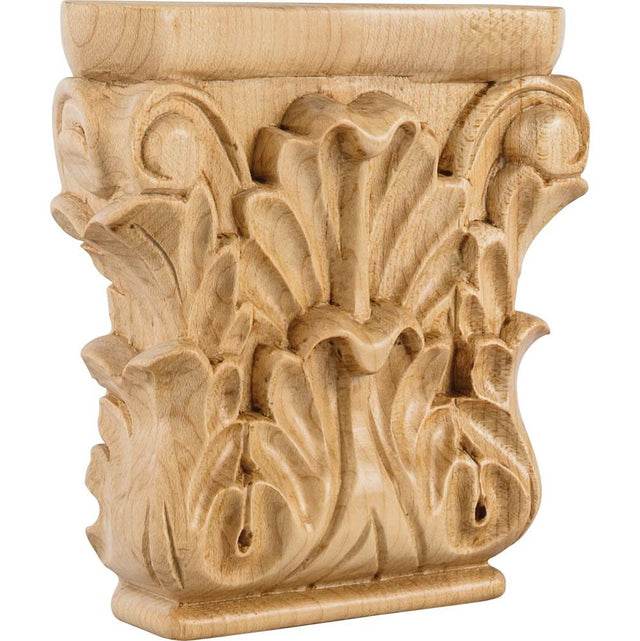 Hardware Resources - 4-3/4'' W x 1-1/4'' D x 4-3/4'' H Oak Acanthus Capital - Unfinished