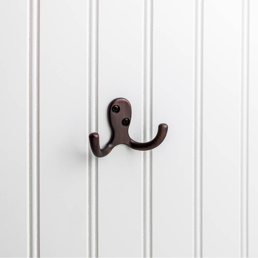 Hardware Resources - 1-7/8'' Brushed Oil Rubbed Bronze Heavy Duty Double Prong Wall Mounted Hook - Brushed Oil Rubbed Bronze