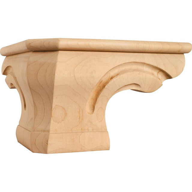 Hardware Resources - 6-3/4'' W x 6-3/4'' D x 4-1/2'' H Oak Beaded Rounded Corner Pedestal Foot - Unfinished