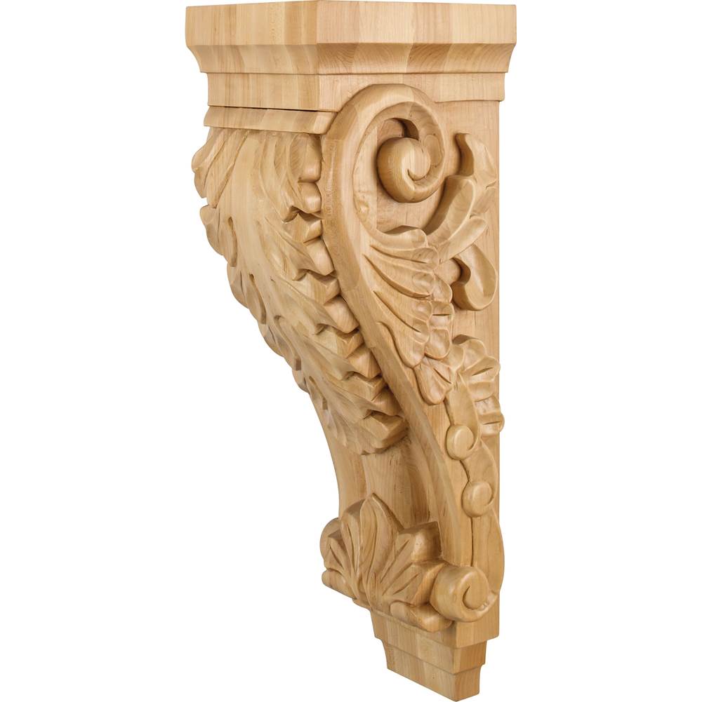 Hardware Resources - 6-3/4'' W x 8'' D x 22'' H Rubberwood Acanthus Corbel - Unfinished