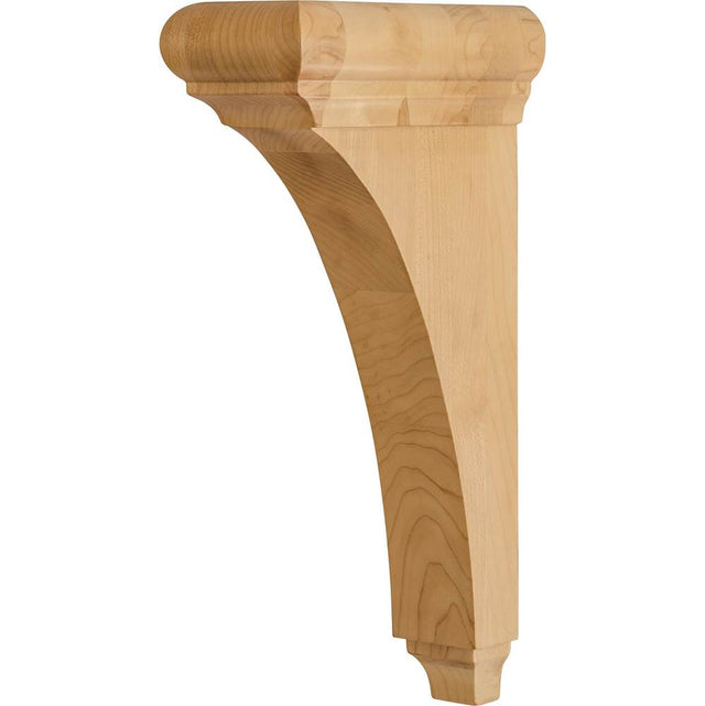 Hardware Resources - 3'' W x 6-1/2'' D x 12'' H Rubberwood Minimal Bullnose Cap Corbel - Unfinished