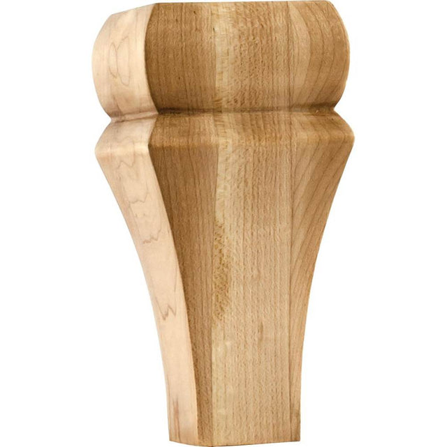 Hardware Resources - 3'' W x 3'' D x 6'' H Cherry Square Contemporary Bun Foot - Unfinished
