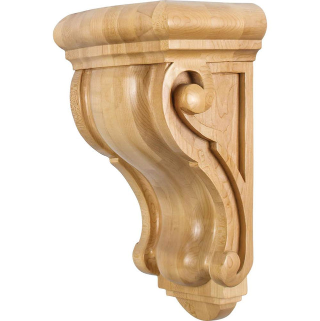 Hardware Resources - 8-1/8'' W x 6-1/8'' D x 14'' H Maple Scrolled Corbel - Unfinished