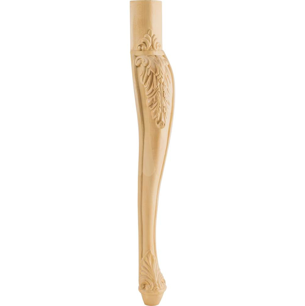 Hardware Resources - 2-1/2'' W x 2-1/2'' D x 31'' H Rubberwood Acanthus Cabriole Leg - Unfinished