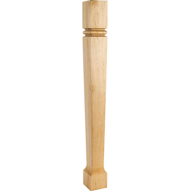 Hardware Resources - 3-1/2'' W x 3-1/2'' D x 35-1/2'' H Hard Maple Bullnose Tapered Post - Unfinished