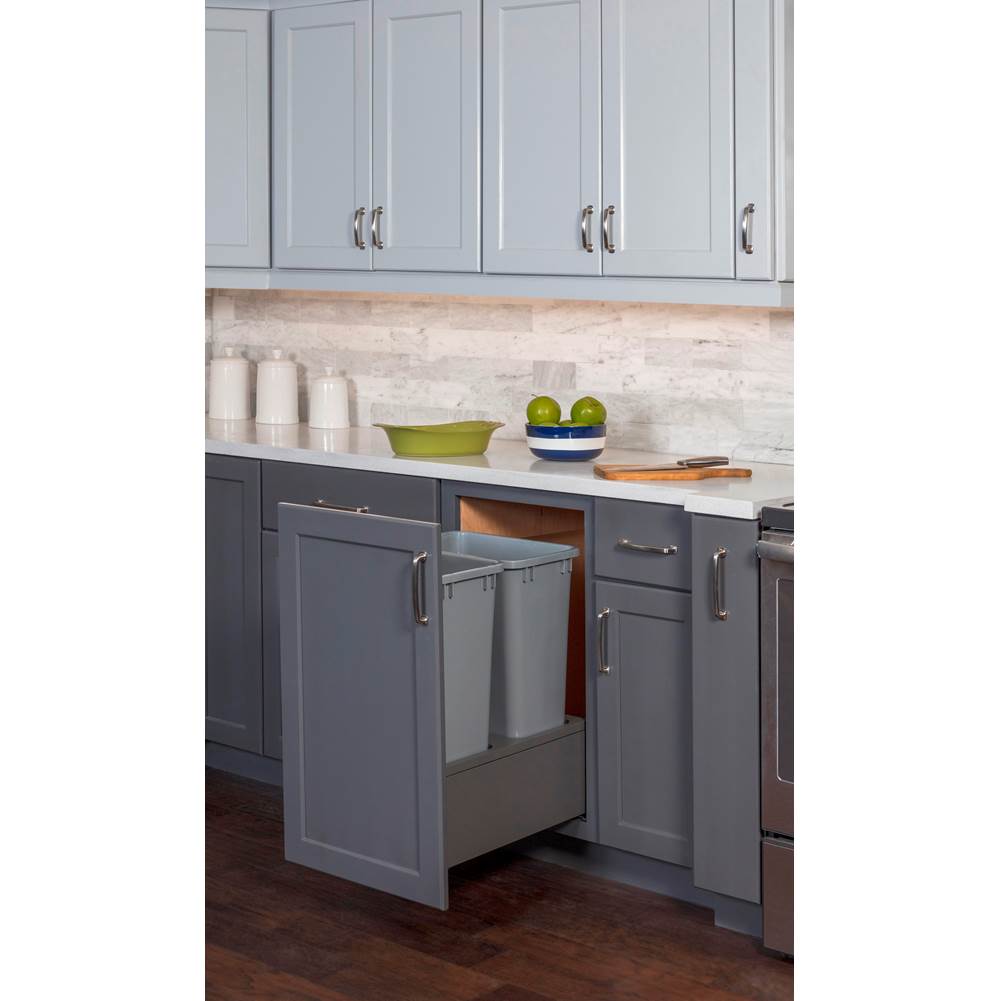 Double 50 Quart Metal Drawer Box Soft-close Trashcan Pullout