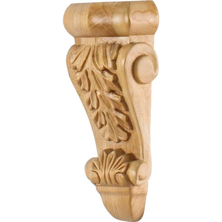 Hardware Resources - 2-3/4'' W x 1-3/8'' D x 6'' H Alder Low-profile Acanthus Corbel - Unfinished