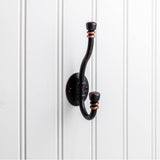 Hardware Resources - 5-3/16'' Brushed Oil Rubbed Bronze Ringed Contemporary Double Prong Wall Mounted Hook - Brushed Oil Rubbed Bronze