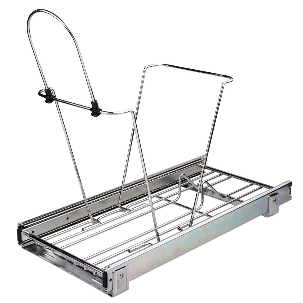 Hardware Resources - Single Can Polished Chrome Wire Bottom-Mount Trashcan Pullout - Polished Chrome