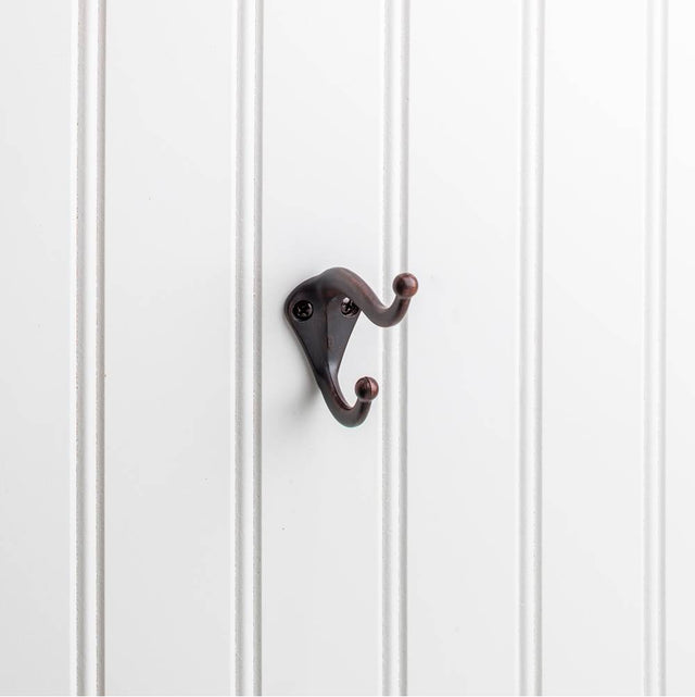Hardware Resources - 2-5/16'' Brushed Oil Rubbed Bronze Traditional Double Prong Ball End Wall Mounted Utility Hook - Brushed Oil Rubbed Bronze
