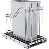 Hardware Resources - Single 35 Quart Polished Chrome STORAGE WITH STYLE  Metal Soft-close Trashcan Pullout - Polished Chrome