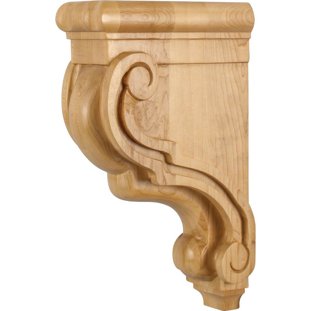 Hardware Resources - 3-3/8'' W x 7-3/4'' D x 13'' H Rubberwood Scrolled Corbel - Unfinished