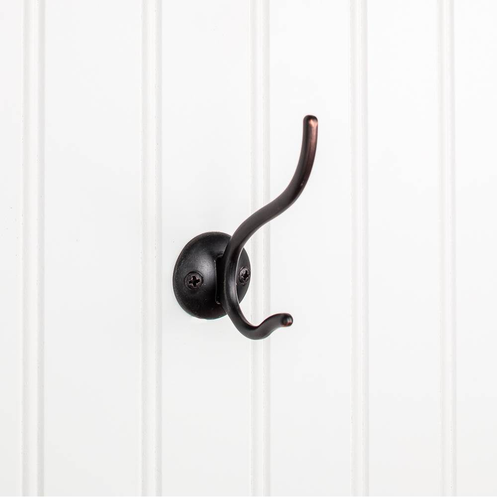 Hardware Resources - 3-13/16'' Brushed Oil Rubbed Bronze Slender Contemporary Double Prong Wall Mounted Hook - Brushed Oil Rubbed Bronze