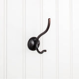 Hardware Resources - 3-13/16'' Brushed Oil Rubbed Bronze Slender Contemporary Double Prong Wall Mounted Hook - Brushed Oil Rubbed Bronze