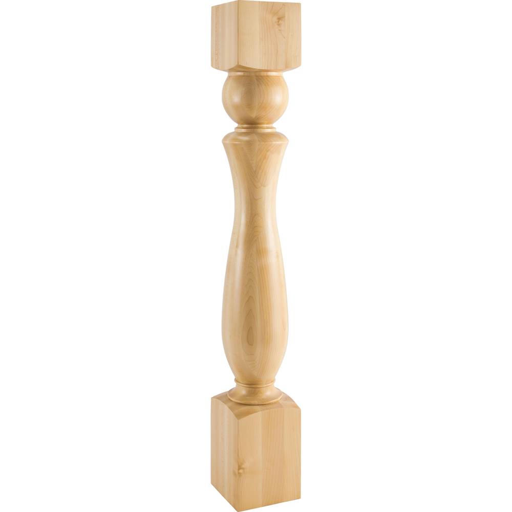 Hardware Resources - 5'' W x 5'' D x 35-1/2'' H Rubberwood Sphere Turned Post - Unfinished
