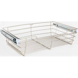 Hardware Resources - Satin Nickel Closet Pullout Basket with Slides 16''D x 23''W x 6''H - Satin Nickel