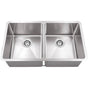 Hardware Resources - 32'' L x 19'' W x 10'' D Undermount 16 Gauge Handmade Stainless Steel 50/50 Double Bowl Sink - Stainless Steel