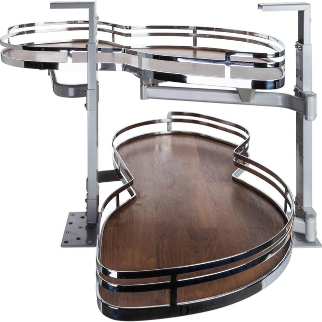 Hardware Resources - 18'' Polished Chrome and Walnut Blind Corner Swingout for Openings on the Right of the Blind - Polished Chrome