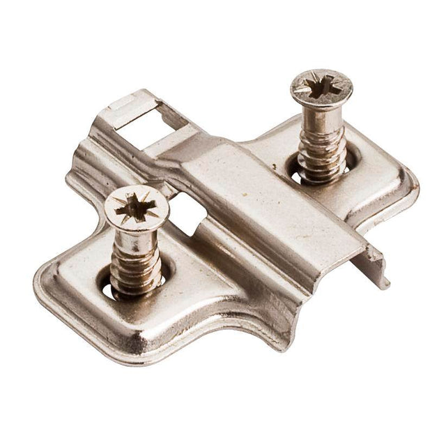 Hardware Resources - Standard Duty 3 mm Non-Cam Adjustable Steel Plate with Euro Screws for 500 Series Euro Hinges - Polished Nickel
