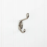 Hardware Resources - 3-3/8'' Satin Nickel Small Transitional Double Prong Wall Mounted Hook - Satin Nickel