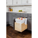Double 35 Quart Wood Bottom-Mount Soft-close Trashcan Rollout for Hinged Doors, Includes Black Can
