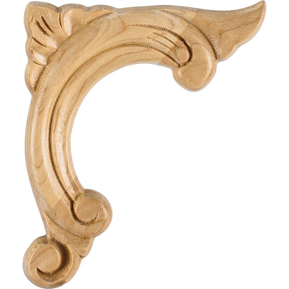 Hardware Resources - 3-3/4'' W x 3/8'' D x 4-1/2'' H Right Corner Cherry Acanthus Applique - Unfinished