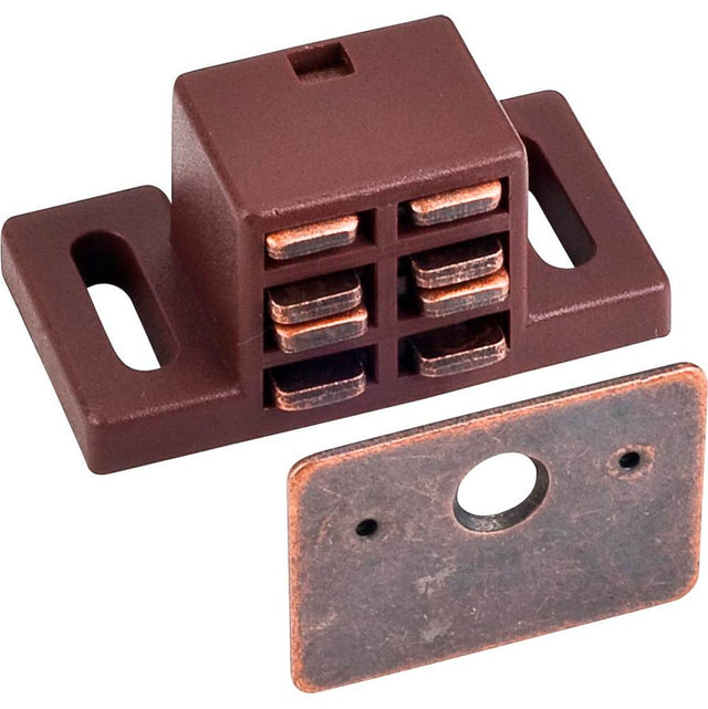 Hardware Resources - 25 lb Brown Single Magnetic Catch with Bronze Strike and Screws - Brown