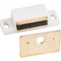 Hardware Resources - 15 lb. White Single Magnetic Catch with Polished Brass Strike and Screws - White