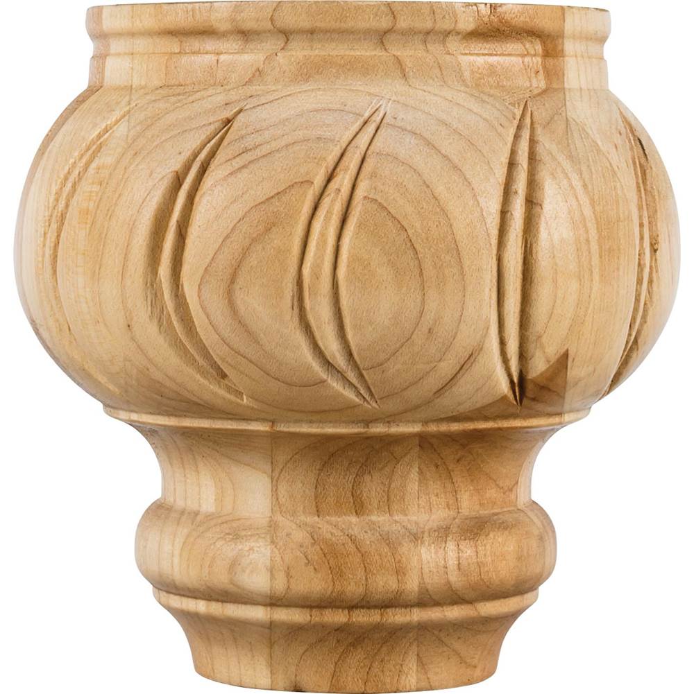Hardware Resources - 4-1/2'' W x 4-1/2'' D x 4-1/2'' H Rubberwood Spiral Bun Foot - Unfinished