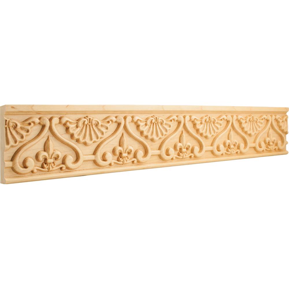 Hardware Resources - 7/8'' D x 4'' H Hard Maple Fleur-de-lis Hand Carved Moulding - Unfinished