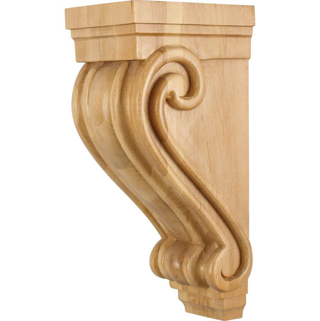 Hardware Resources - 5'' W x 6-3/4'' D x 14'' H Maple Scrolled Corbel - Unfinished