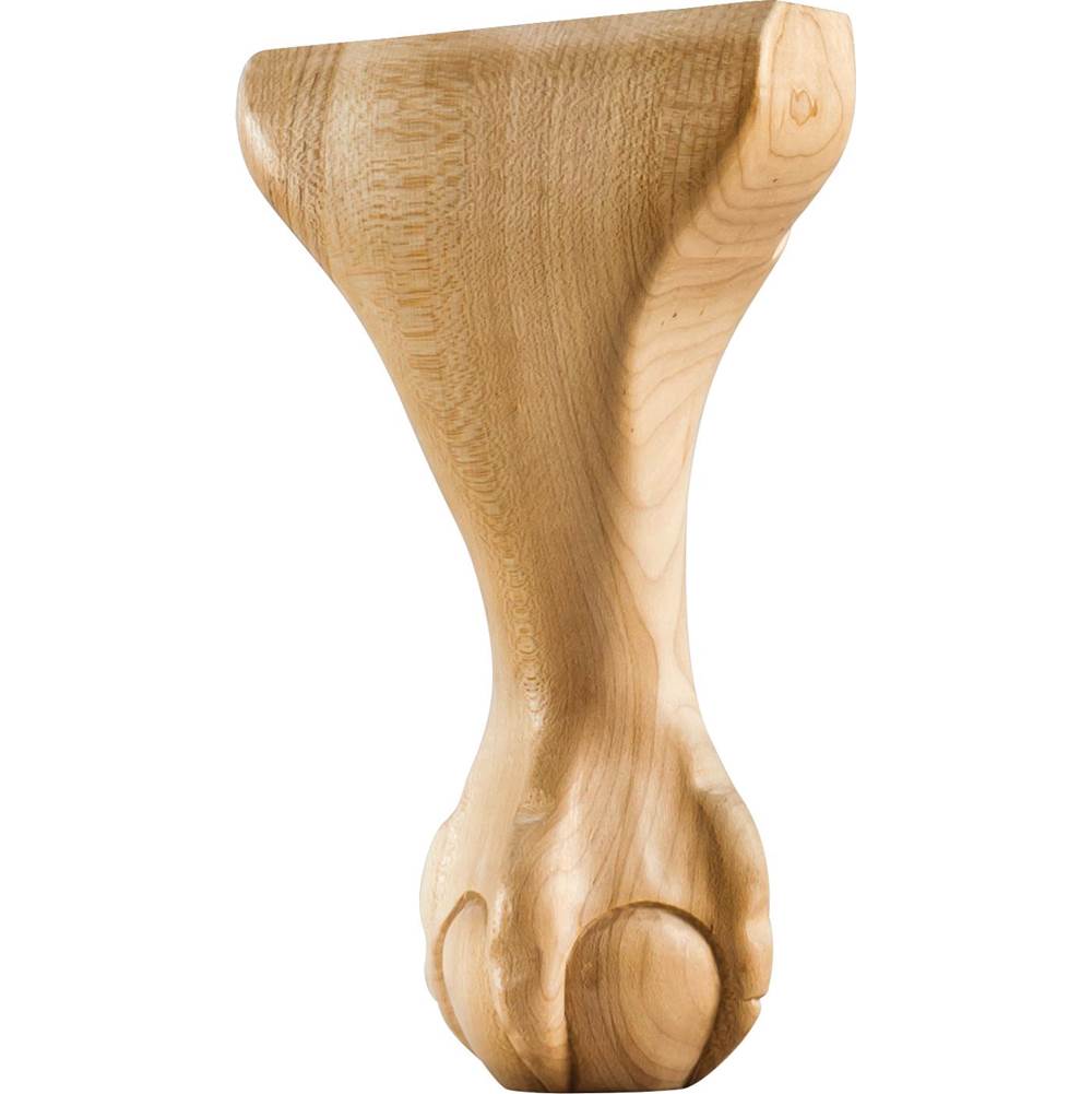 Hardware Resources - 4-1/2'' W x 2-3/4'' D x 8'' H Rubberwood Center Ball and Claw Leg - Unfinished