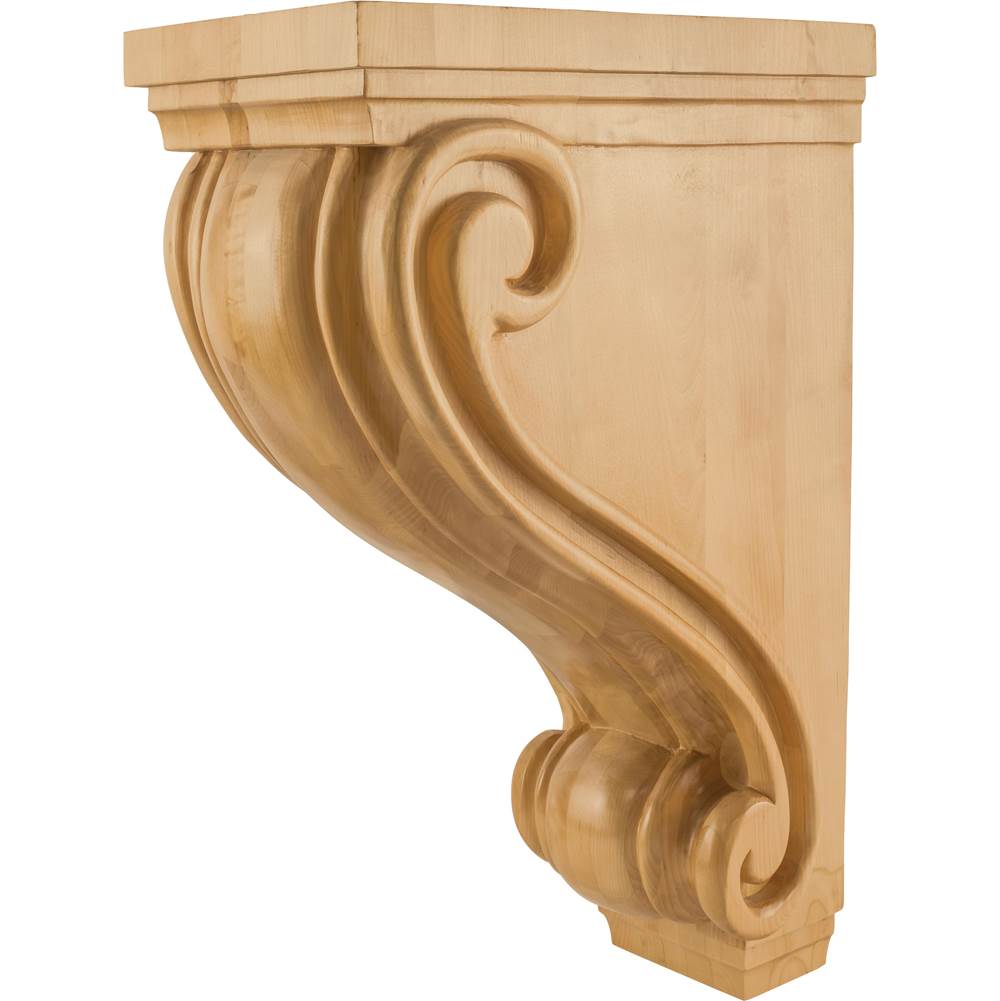 Hardware Resources - 9-1/2'' W x 16'' D x 24'' H White Birch Scrolled Corbel - Unfinished