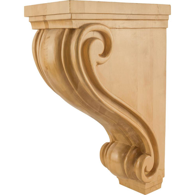 Hardware Resources - 9-1/2'' W x 16'' D x 24'' H White Birch Scrolled Corbel - Unfinished