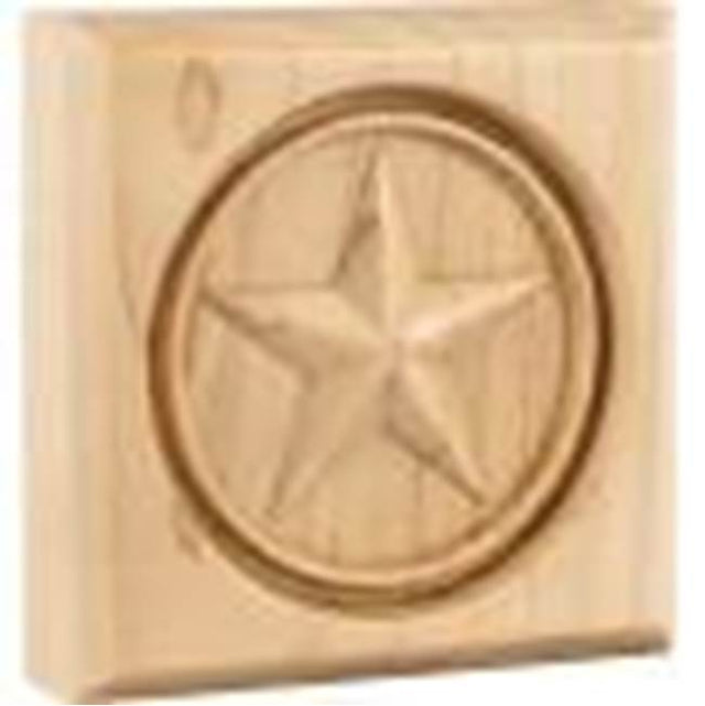 Hardware Resources - 3-1/2'' W x 7/8'' D x 3-1/2'' H Alder Star Rosette - Unfinished