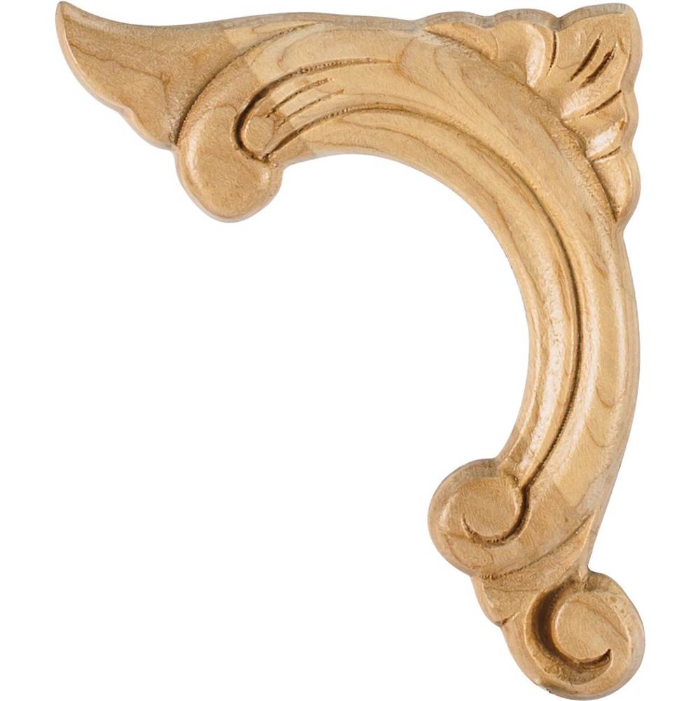 Hardware Resources - 3-3/4'' W x 3/8'' D x 4-1/2'' H Left Corner Cherry Acanthus Applique - Unfinished