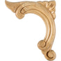 Hardware Resources - 3-3/4'' W x 3/8'' D x 4-1/2'' H Left Corner Maple Acanthus Applique - Unfinished