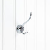 Hardware Resources - 3-13/16'' Polished Chrome Slender Contemporary Double Prong Wall Mounted Hook - Polished Chrome