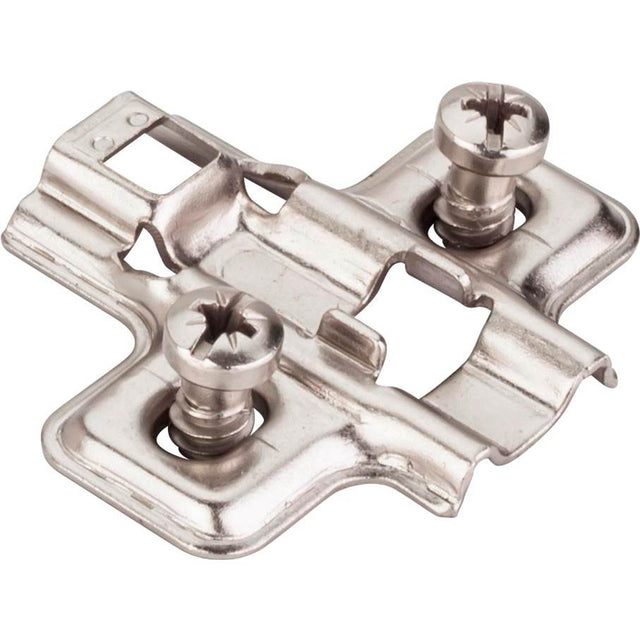 Hardware Resources - Standard Duty 0 mm Non-Cam Adj Steel Plate with Shortened Euro Screws for 700, 725, 900 and 1750 Series Euro Hinges - Polished Nickel